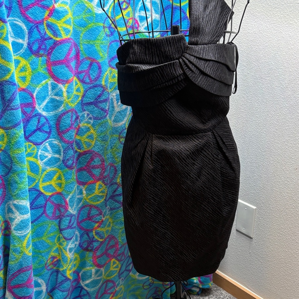 Bcbgeneration Black Strapless Bow Front Textured … - image 1